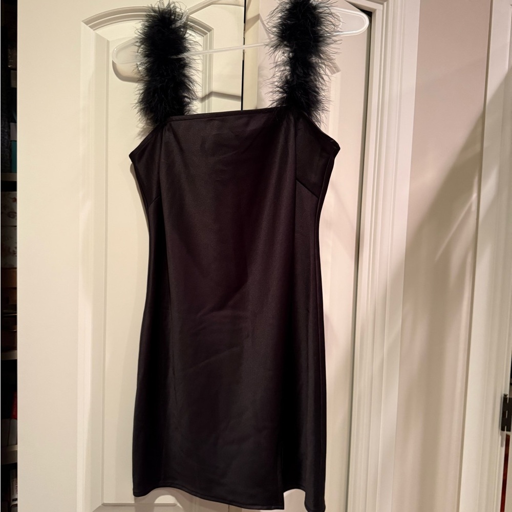 Princess Polly Black Mini Dress with Feather Straps